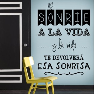 Vinilo decorativo adhesivo sonríe a la vida