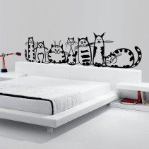 Vinilo decorativo familia de gatos