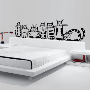 Vinilo decorativo familia de gatos