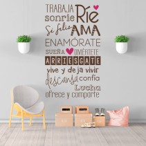 Vinilo decorativo frase vive feliz