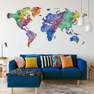 Vinilo decorativo mapamundi multicolor Vinilo decorativo mapamundi multicolor