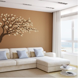 Vinilo decorativo rama de árbol con hojas
