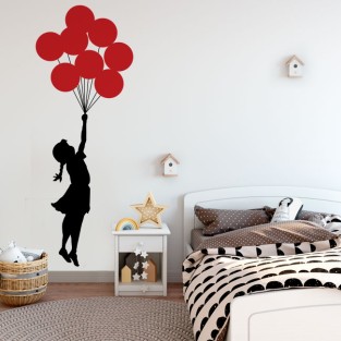 Vinilos decorativos y pegatinas banksy niña con globos