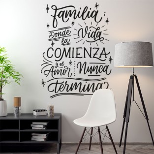 Vinilo frase familia donde la vida comienza Vinilo frase familia donde la vida comienza