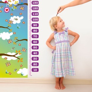 Vinilo infantil medidor pájaros naturaleza (medida: 73 x 160 cm)