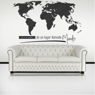 Vinilo mapamundi ciudadanos de un lugar llamado mundo Vinilo mapamundi ciudadanos de un lugar llamado mundo