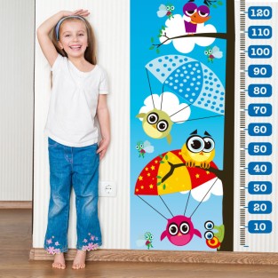 Vinilo medidor infantil naturaleza búhos en paracaídas (medida: 73 x 160 cm) Vinilo medidor infantil naturaleza búhos en paracaídas (medida: 73 x 160 cm)
