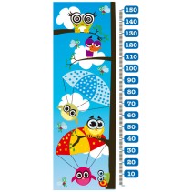 Vinilo medidor infantil naturaleza búhos en paracaídas (medida: 73 x 160 cm)