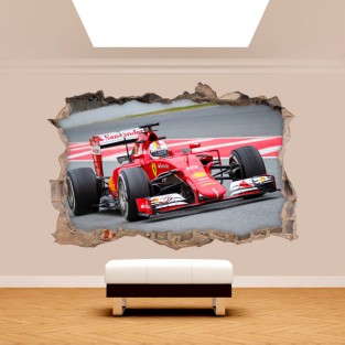Vinilos 3d agujero pared fórmula 1