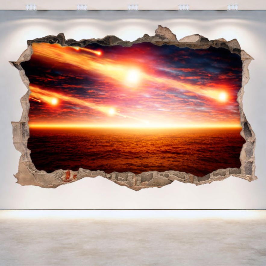 Vinilos 3d asteroides en el horizonte
