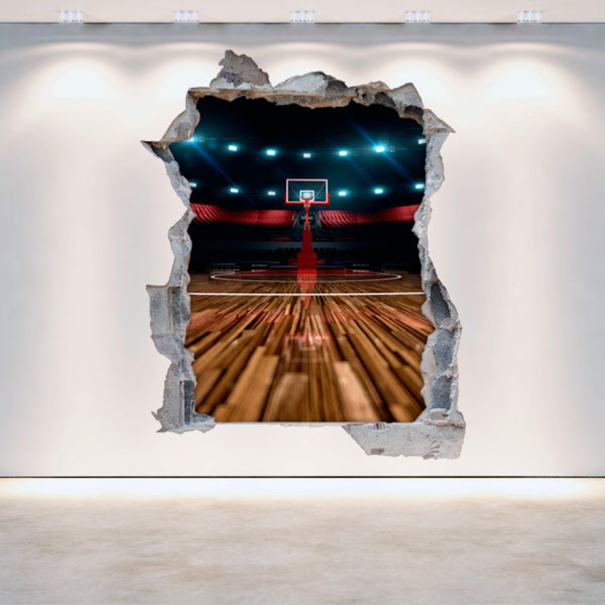 Vinilos 3d cancha de basketball