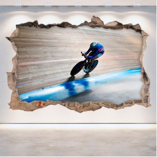 Vinilos 3d ciclismo agujero pared 3d Vinilos 3d ciclismo agujero pared 3d