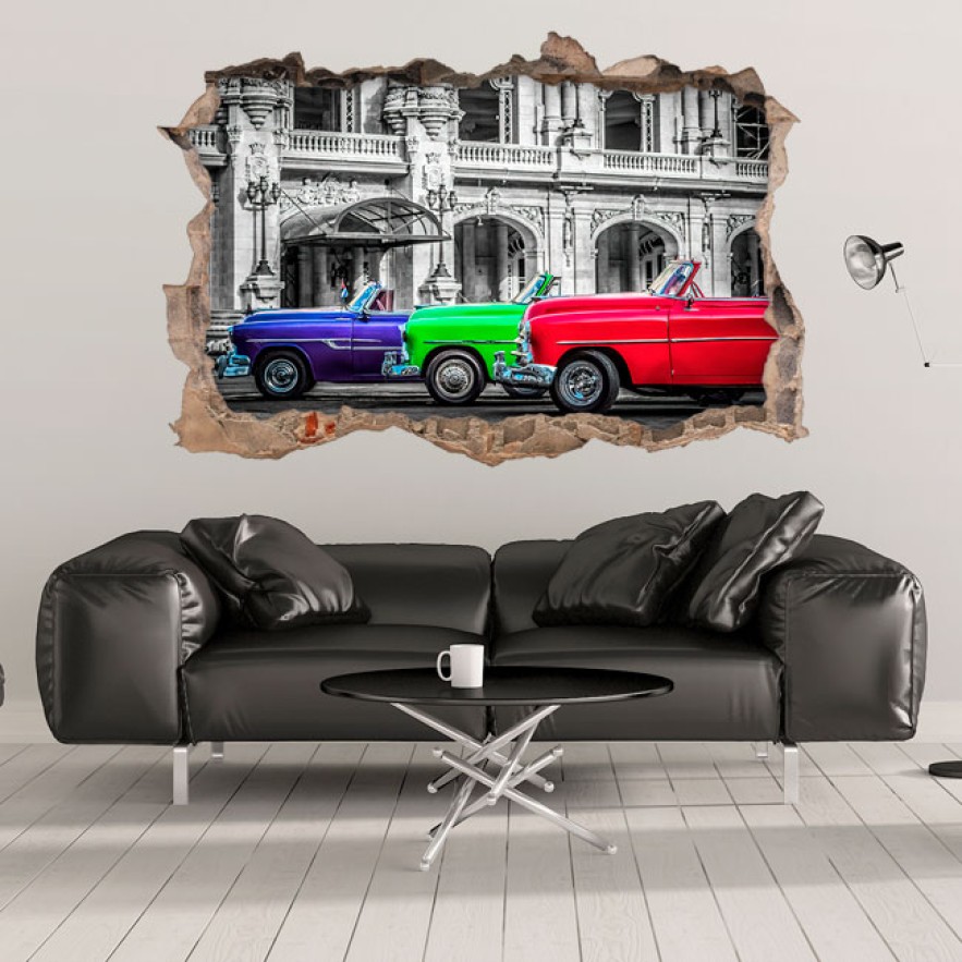 Vinilos 3d coches clásicos en cuba