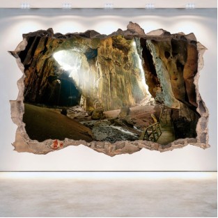 Vinilos 3d cuevas agujero pared