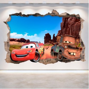 Vinilos 3d disney cars agujero pared Vinilos 3d disney cars agujero pared