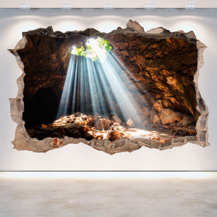 Vinilos 3d grutas y cuevas agujero pared