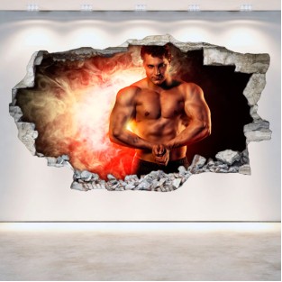 Vinilos 3d pared rota gym