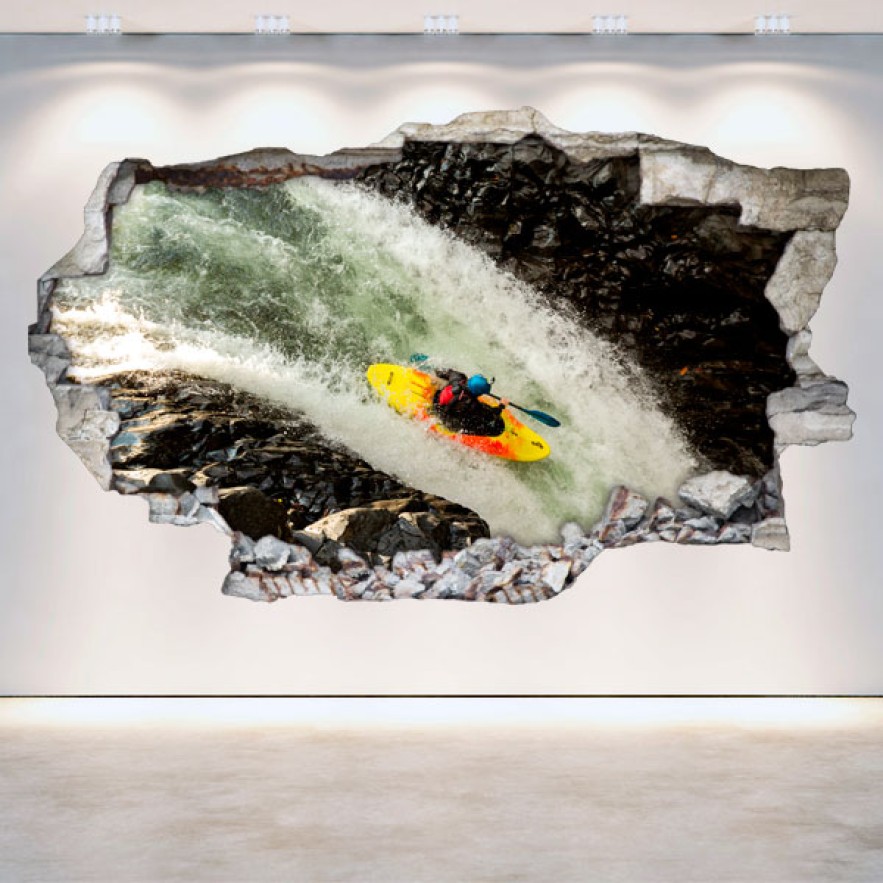 Vinilos 3d pared rota rafting kayak