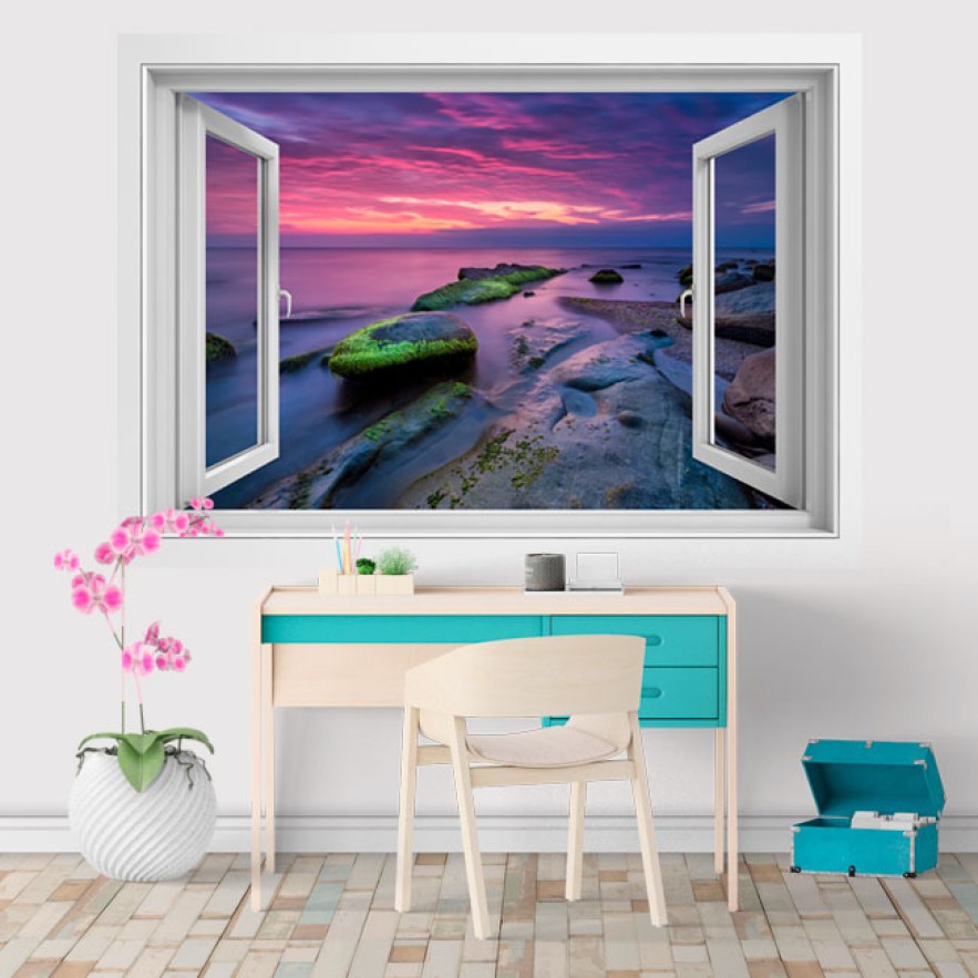 Vinilos adhesivos amanecer en el mar negro 3d