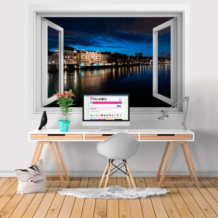 Vinilos ventana 3d ciudad basilea suiza