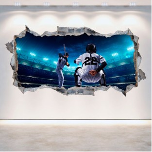 Vinilos agujero pared 3d béisbol