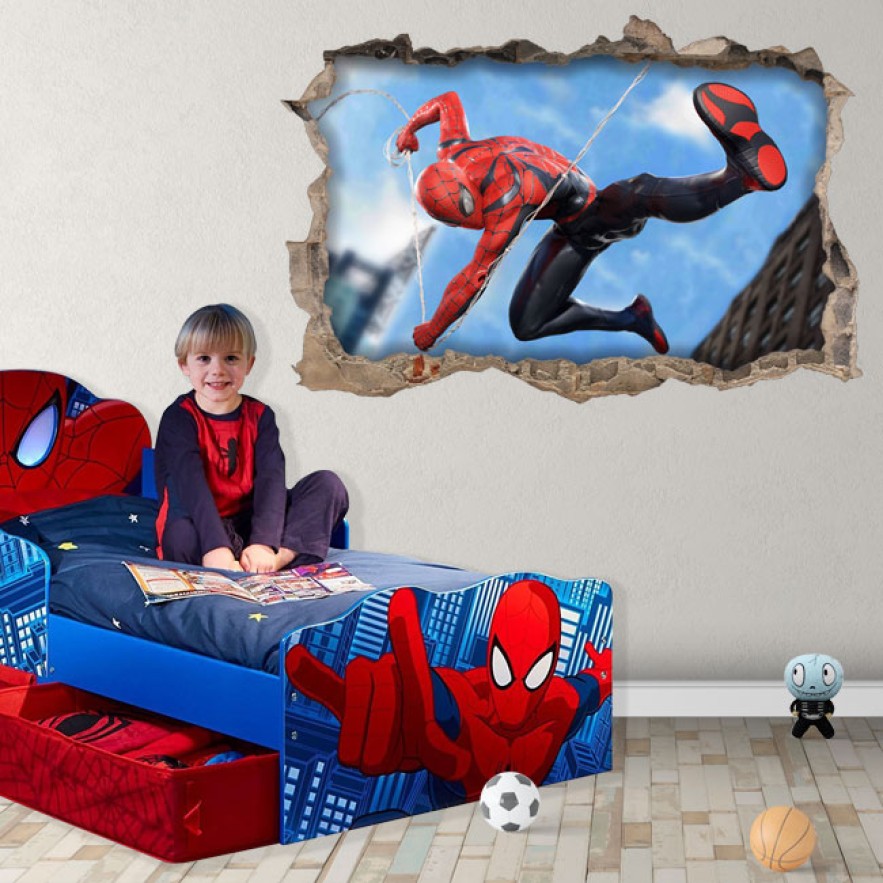 Vinilos agujero pared 3d spider man miles morales