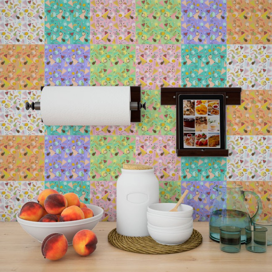 Vinilos azulejos adhesivos colores pastel (24 unidades)