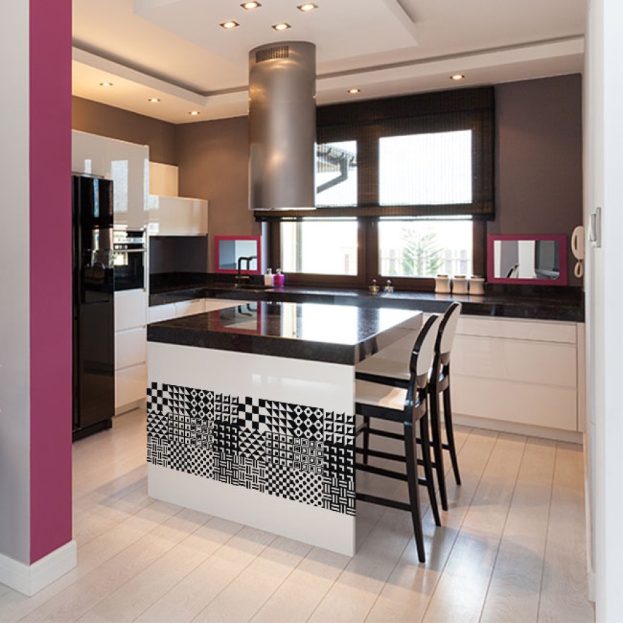 Vinilos azulejos para cocinas y baños blanco negro (24 unidades)