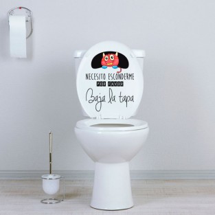 Vinilos decorativos baños monstruo baja la tapa wc