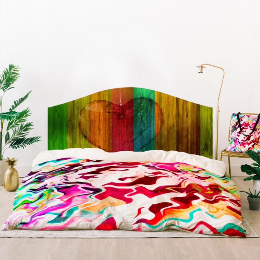 Vinilos corazón madera colores cabeceros camas