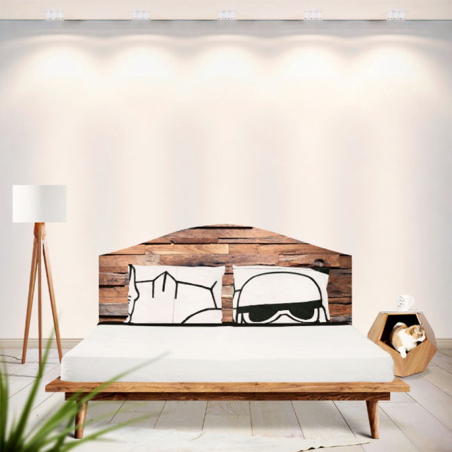 Vinilos decorativos cabeceros para camas madera rústica