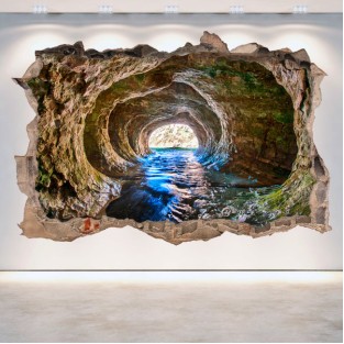 Vinilos cuevas agujero pared 3d