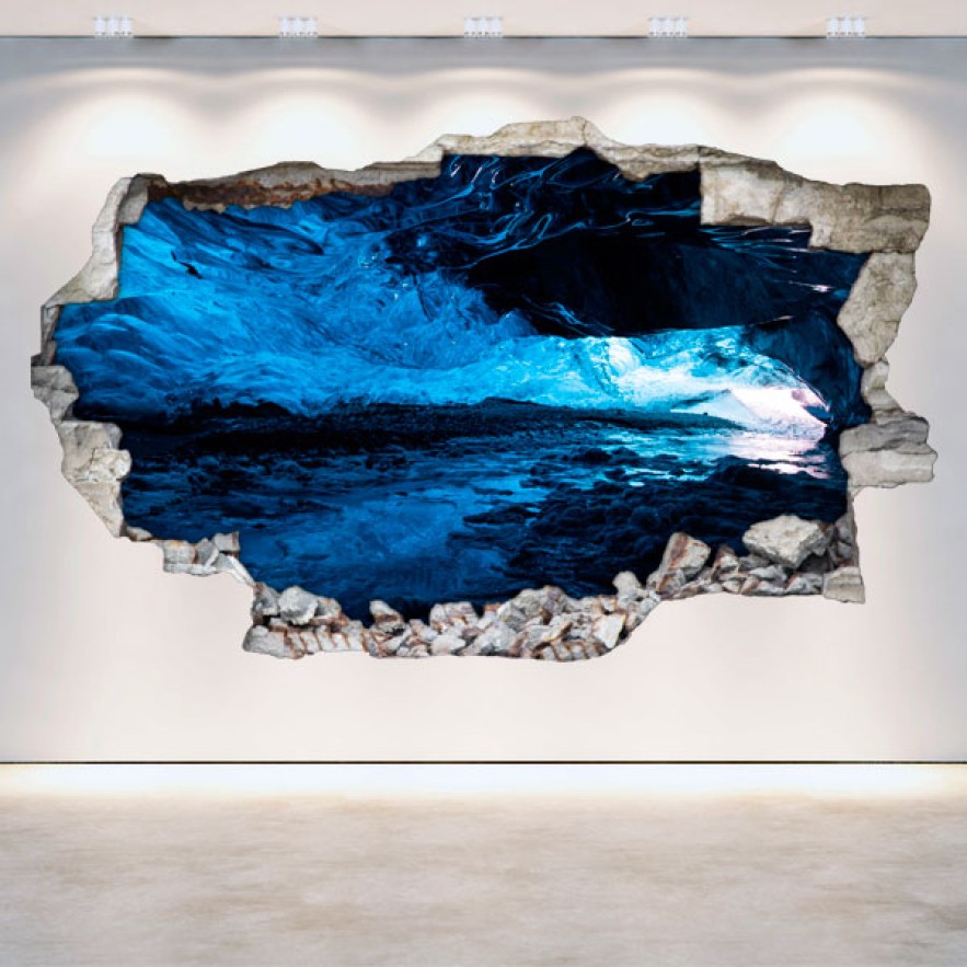 Vinilos cuevas pared rota 3d