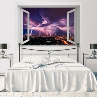 Vinilos ventana 3d rayos en la ciudad