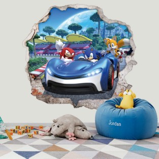 Vinilos decorativos 3d videojuego team sonic racing Vinilos decorativos 3d videojuego team sonic racing