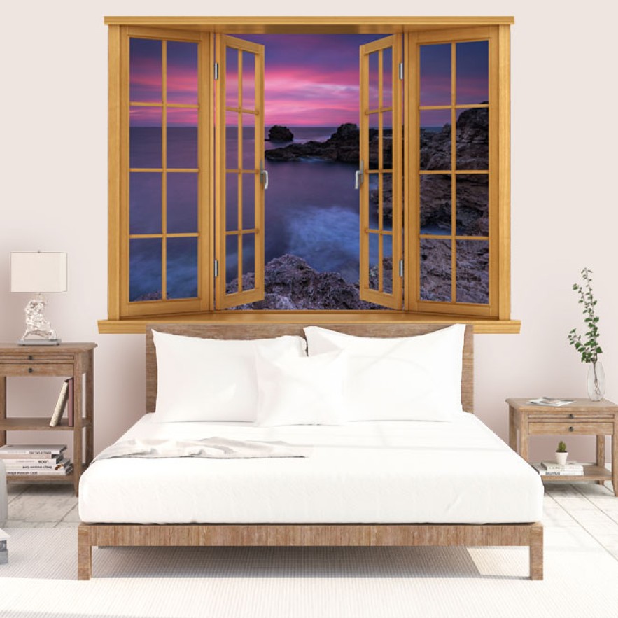 Vinilos ventanas 3d amanecer en el mar negro