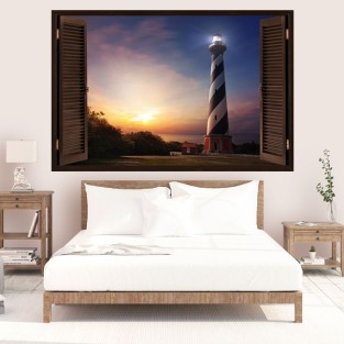 Vinilos ventanas 3d atardecer en el faro Vinilos ventanas 3d atardecer en el faro