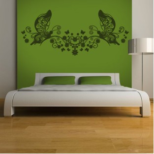 Vinilos decorativos cabecera cama floral