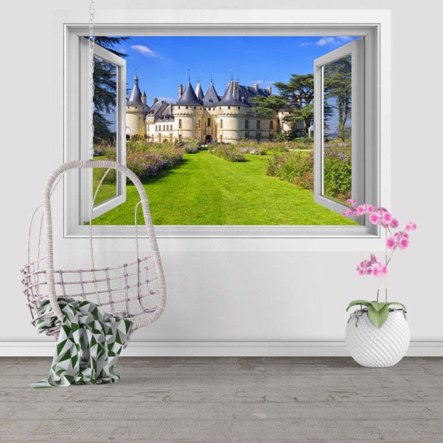 Vinilos ventanas 3d castillo de chenonceau francia