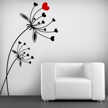 Vinilos decorativos flores de corazón