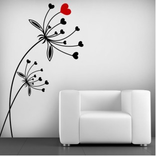 Vinilos decorativos flores de corazón