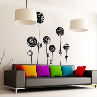 Vinilos decorativos flores trazos Vinilos decorativos flores trazos