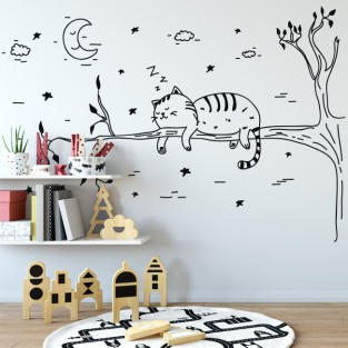 Vinilos decorativos gato dormilón