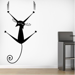 Vinilos decorativos gato en la pared