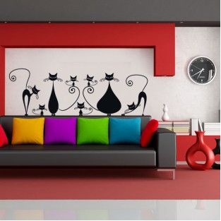 Vinilos decorativos gatos en familia