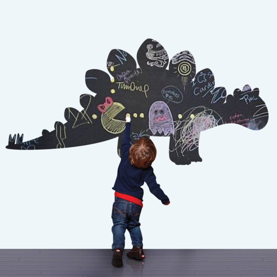 Vinilos infantiles pizarra negra  silueta dinosaurio