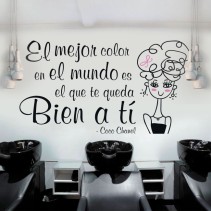 Vinilos decorativos peluquerías frase coco chanel