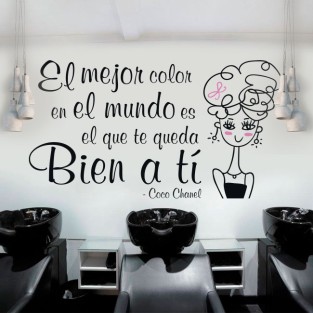 Vinilos decorativos peluquerías frase coco chanel