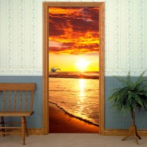 Vinilos para puertas atardecer en la playa