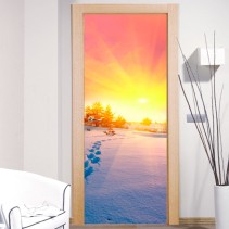 Vinilos puertas atardecer montañas nevadas